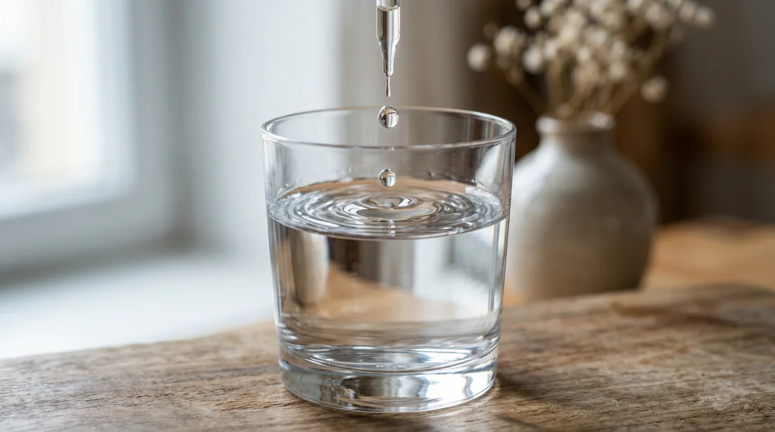 Gros plan artistique d'une goutte tombant dans un verre d'eau